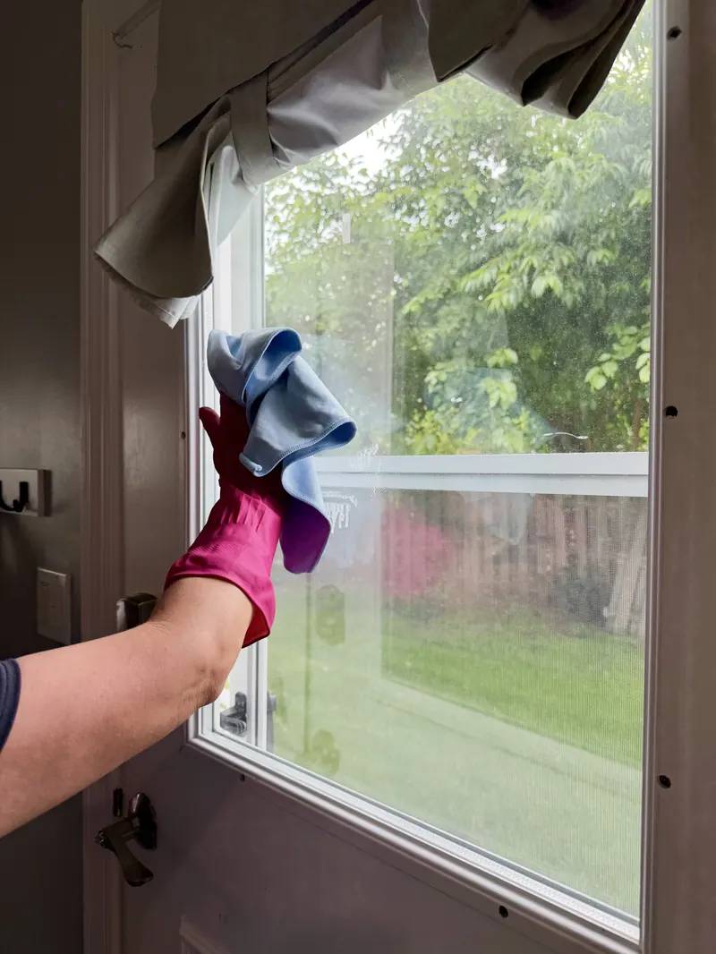 Close-up of a streak-free window