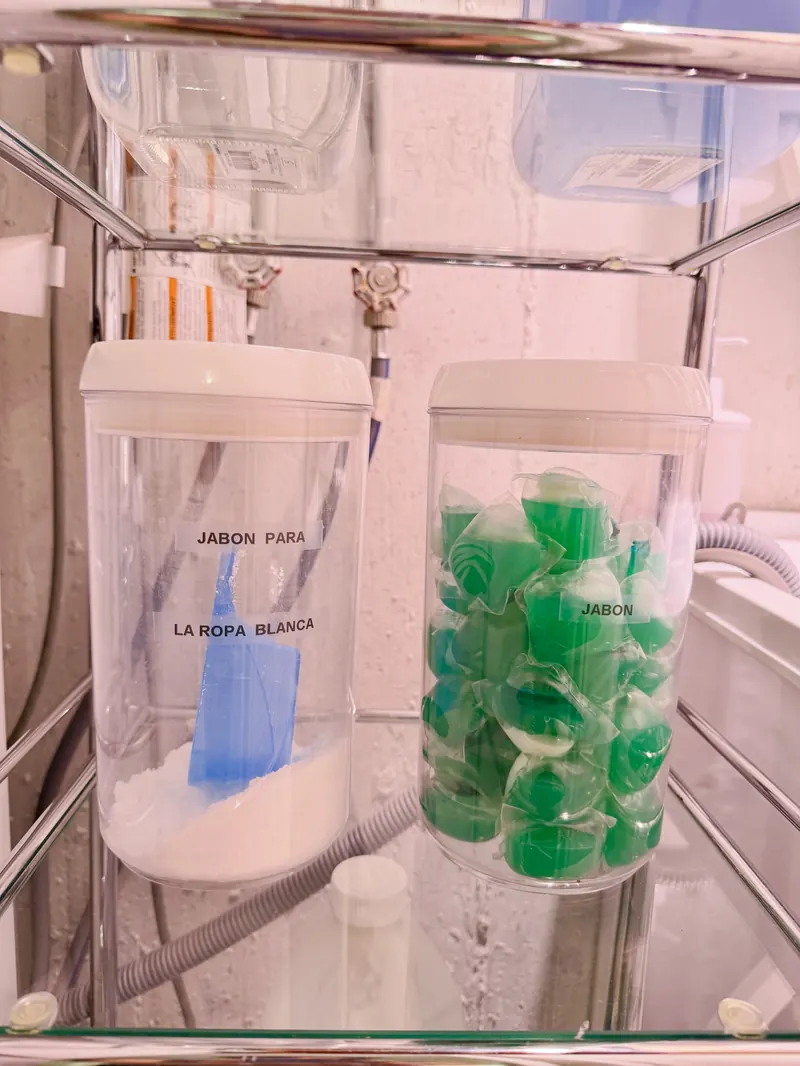 Neatly organized laundry supplies